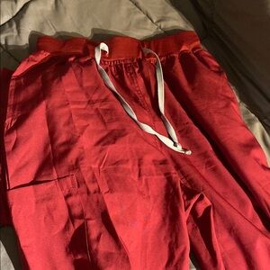 Red Jogger Pants with Drawstring